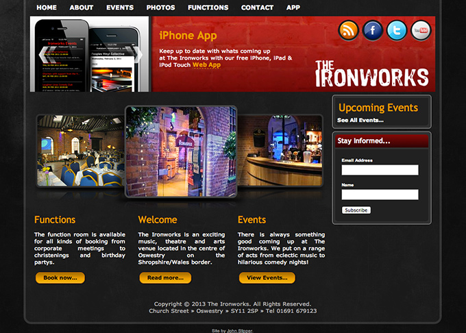 Picture showing The Ironworks website home page