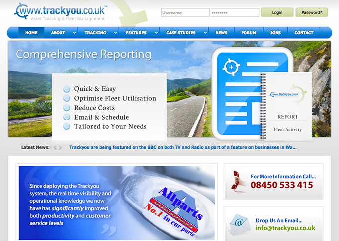 Picture showing the Trackyou website