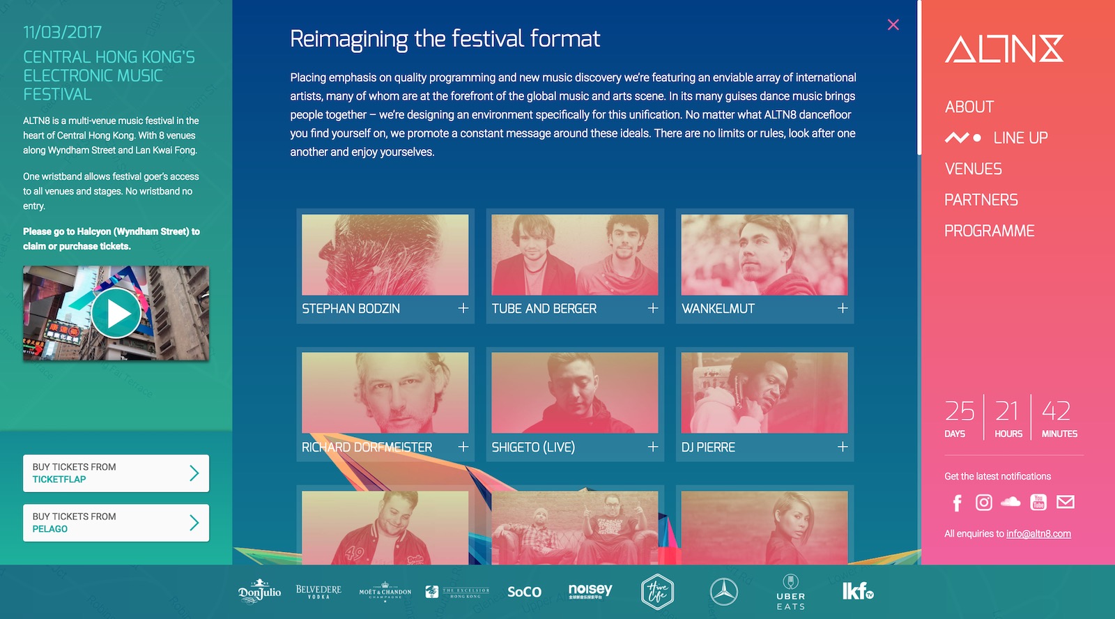 ALTN8 Festival 2017 website - Artist line up