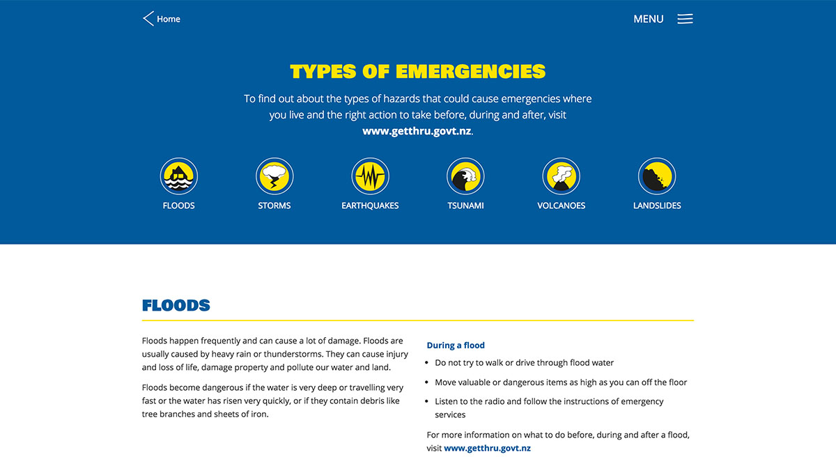 Never Happens? Happens website - Types of emergencies